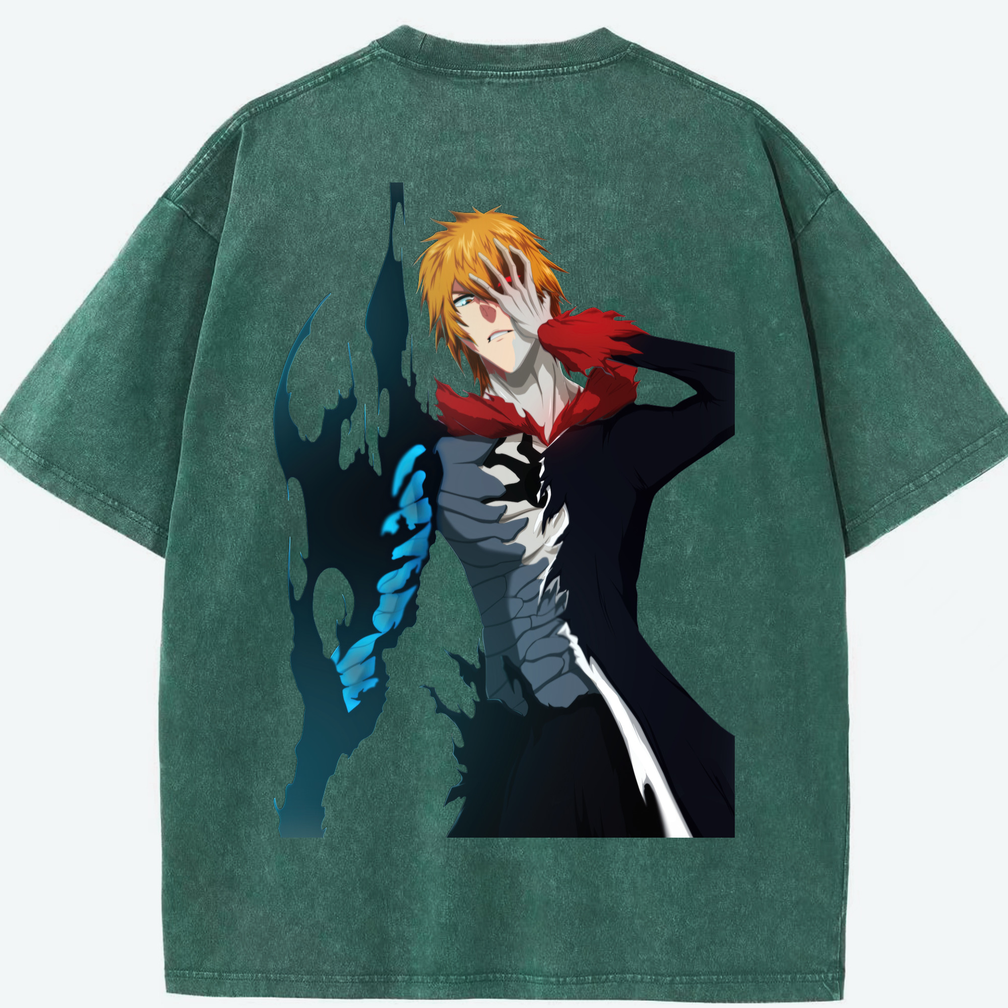 （画像用） ブリーチ 黒崎一護（くろさき いちご）BLEACH Kurosaki Ichigo 綿100% ヴィンテージ風 半袖Tシャツ（背面プリント）